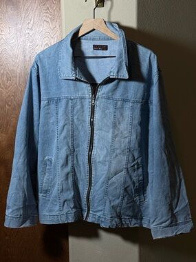 Vintage Light Wash Denim Zip Jacket Men’s 3XL Oversized